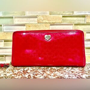 Coach Vibrant Red Wallet with Heart Emblem ❤️